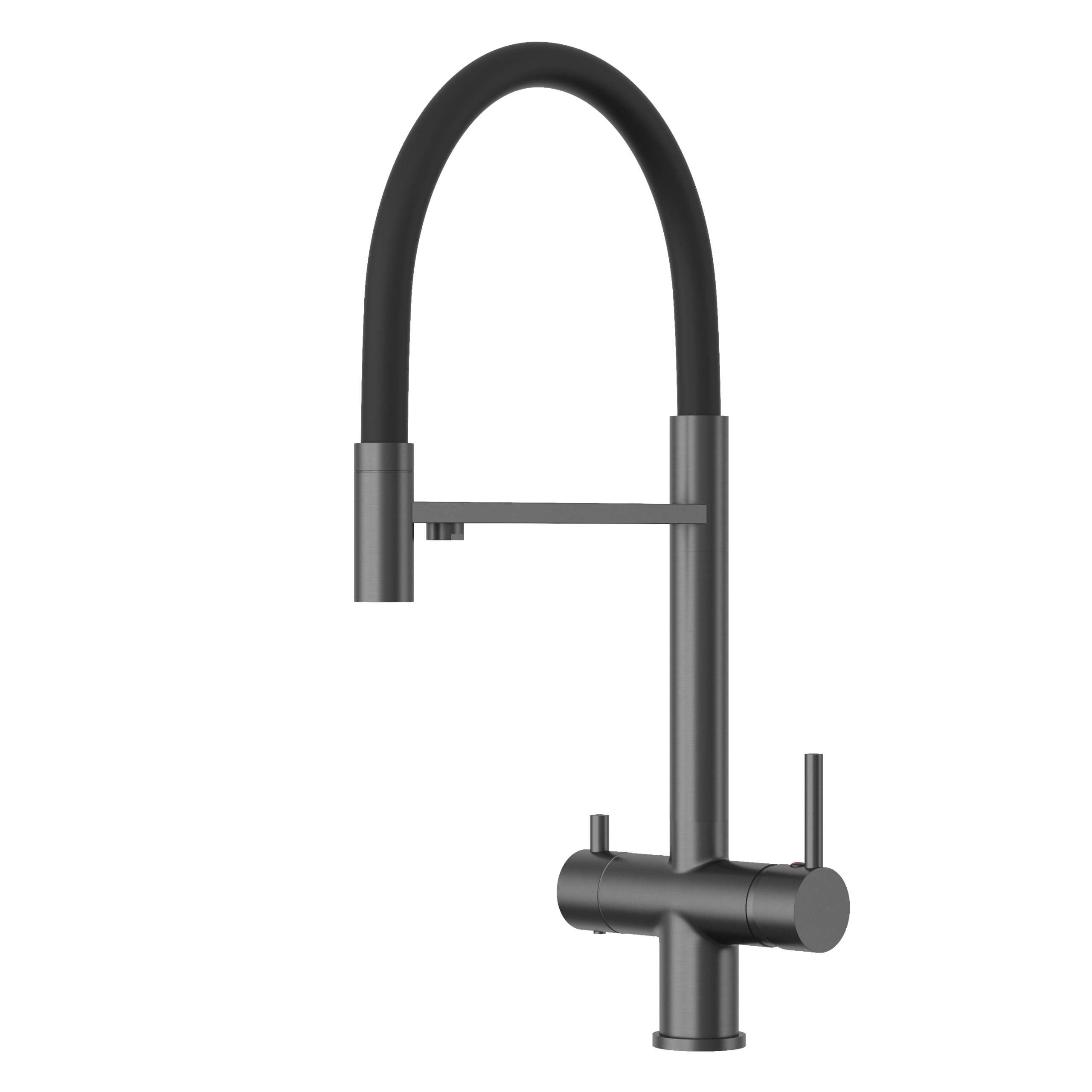 Bateria kuchenna Kran Elastyczna wylewka czarna Trójdrożna como gun grey