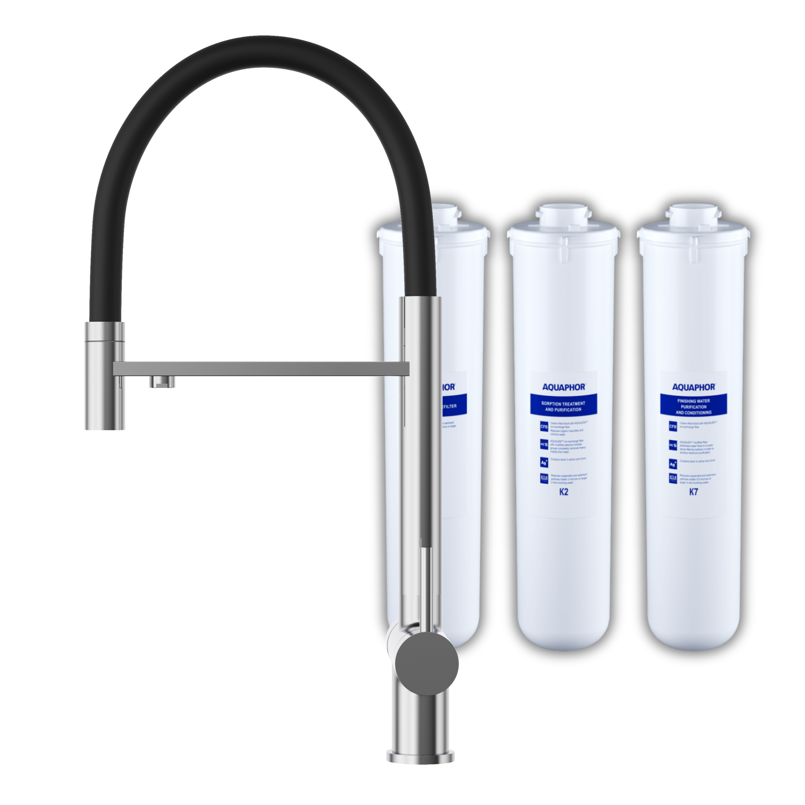 Zestaw do filtrowania wody podzlewowy z baterią trójdrożną Como chrom filtr kryształ A