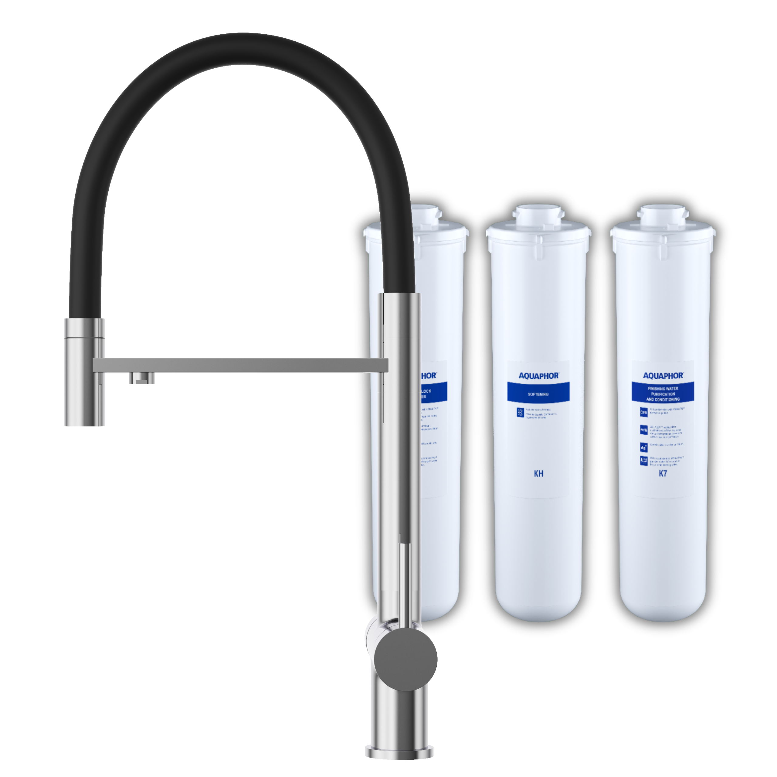 Zestaw do filtrowania wody podzlewowy z baterią trójdrożną Como chrom filtr kryształ H